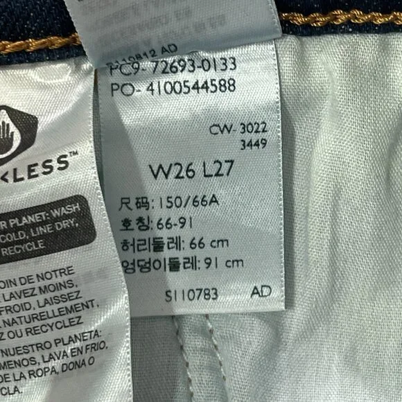 Levis Rib Cage Straight Ankle Jeans Womens 26 X 27 Button Fly Distressed Denim - Picture 8 of 13